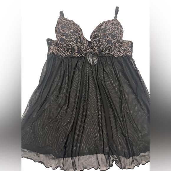 Unbranded Black Sheer Lingerie Dress Slip Top Padded Size Medium Y2K Style - Picture 3 of 8